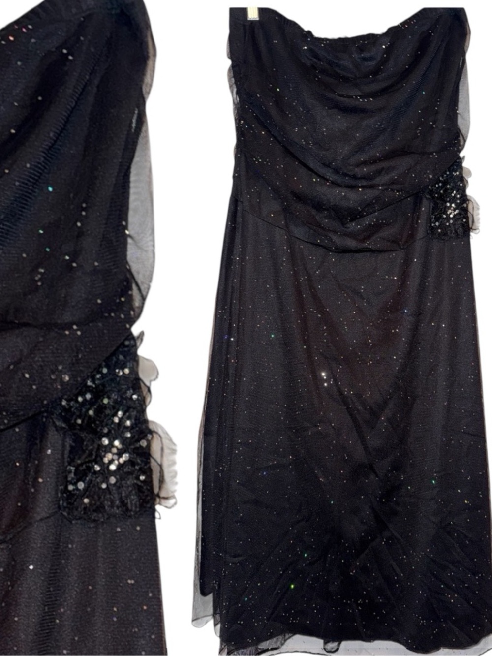 Torrid Vintage Black Sparkle Y2K Aesthetic Strapless Cocktail Dress Size 14